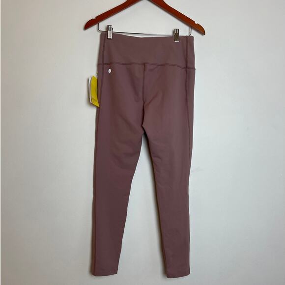 Zella Womens High Waist Leggings Size M Mauve Ribbed Knit High Support NWT - Picture 2 of 8